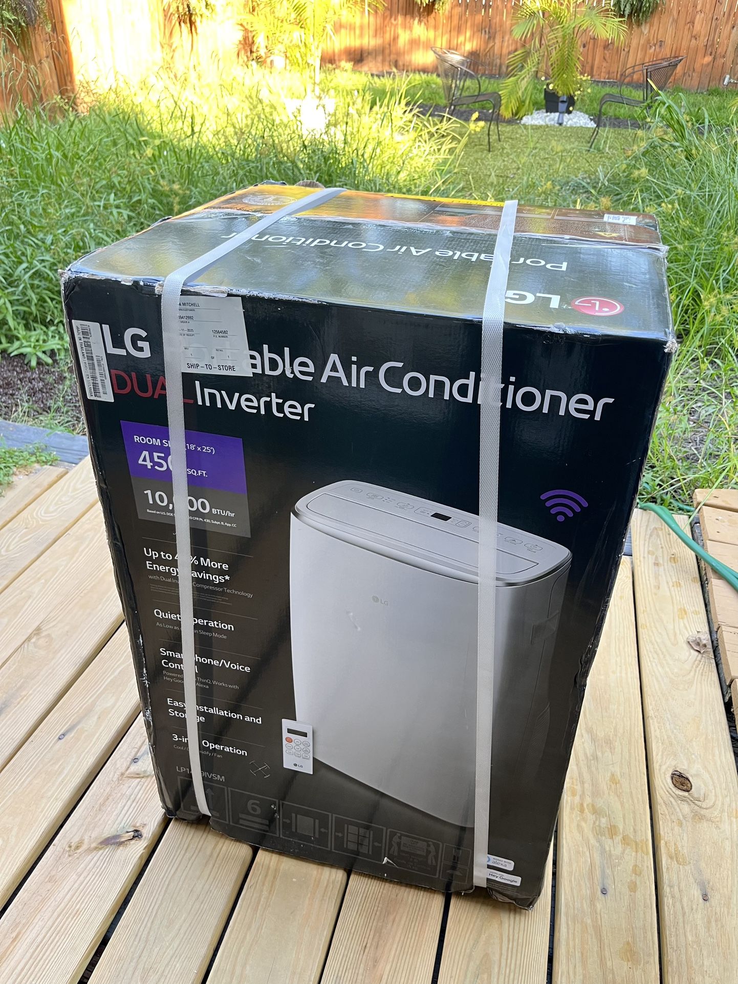 LG 10,000 (DOE) BTU 115-Volt Portable Air Conditioner Cools 450 sq. ft. with Dual Inverter,Wi-Fi and Remote