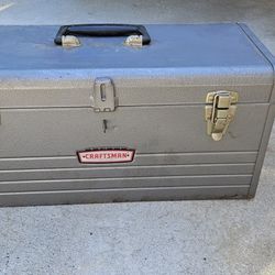 Vintage Craftsman Metal Tool Box – Gray Steel, Model 6512 – Heavy Duty, Lockable – Rustic Industrial Style