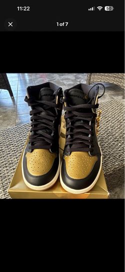 Air Jordan 1 High Black Gold Sneakers