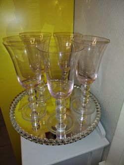 5, Delicious Pink. Water Goblets, Mint Condition.