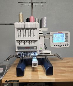 Janome MB-7E 7-Needle Embroidery Machine Bundle + Mighty Hoops | 193 Hours