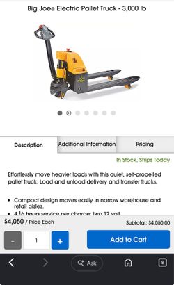 Electric pallet jack big joe