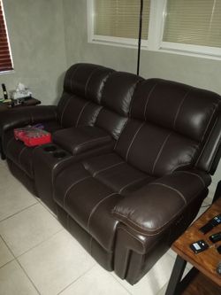 Power reclining Leather love seat