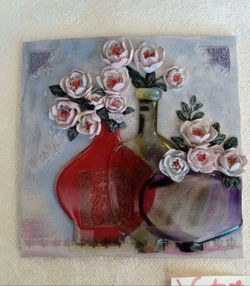 VINTAGE 3D FLORAL PLAQUE 