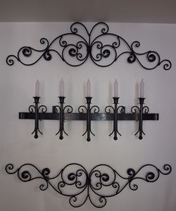 Wall decor, decorations, rustic,  antique, candles.