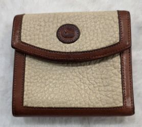 Vintage Dooney & Bourke All Weather Leather Brown Framed Snap Wallet