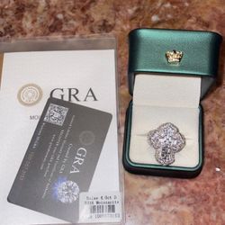 Moissiante Stones Vvs 4ct Silver Cross Ring (PASSES DIAMOND TESTER) (ON SALE) 