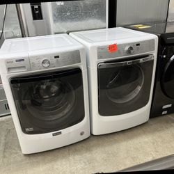 white maytag front load washer dryer set