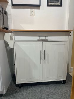 Solid Wood Top Kitchen Cart