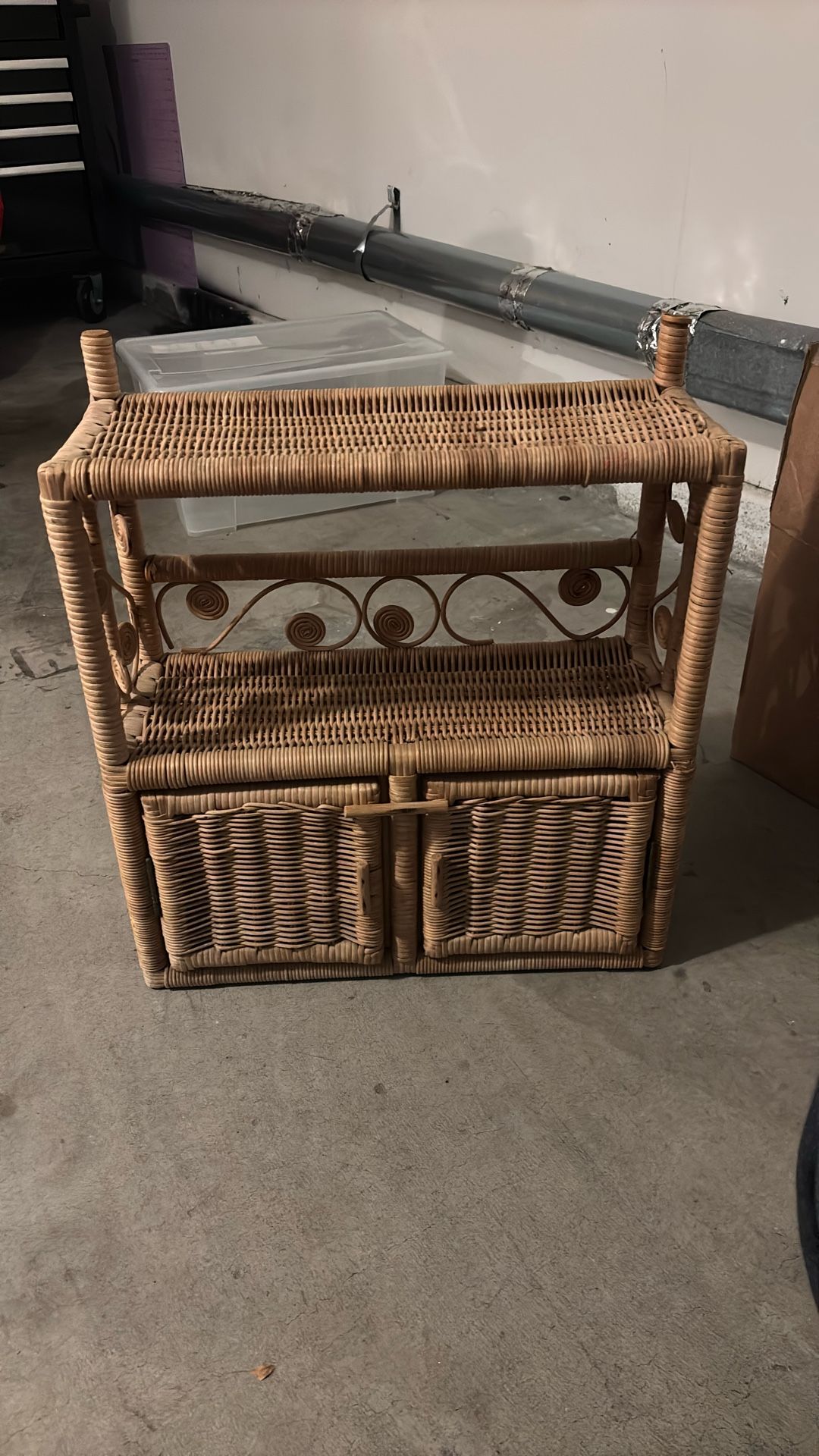 Vintage Rattan table top shelf/ organizer 