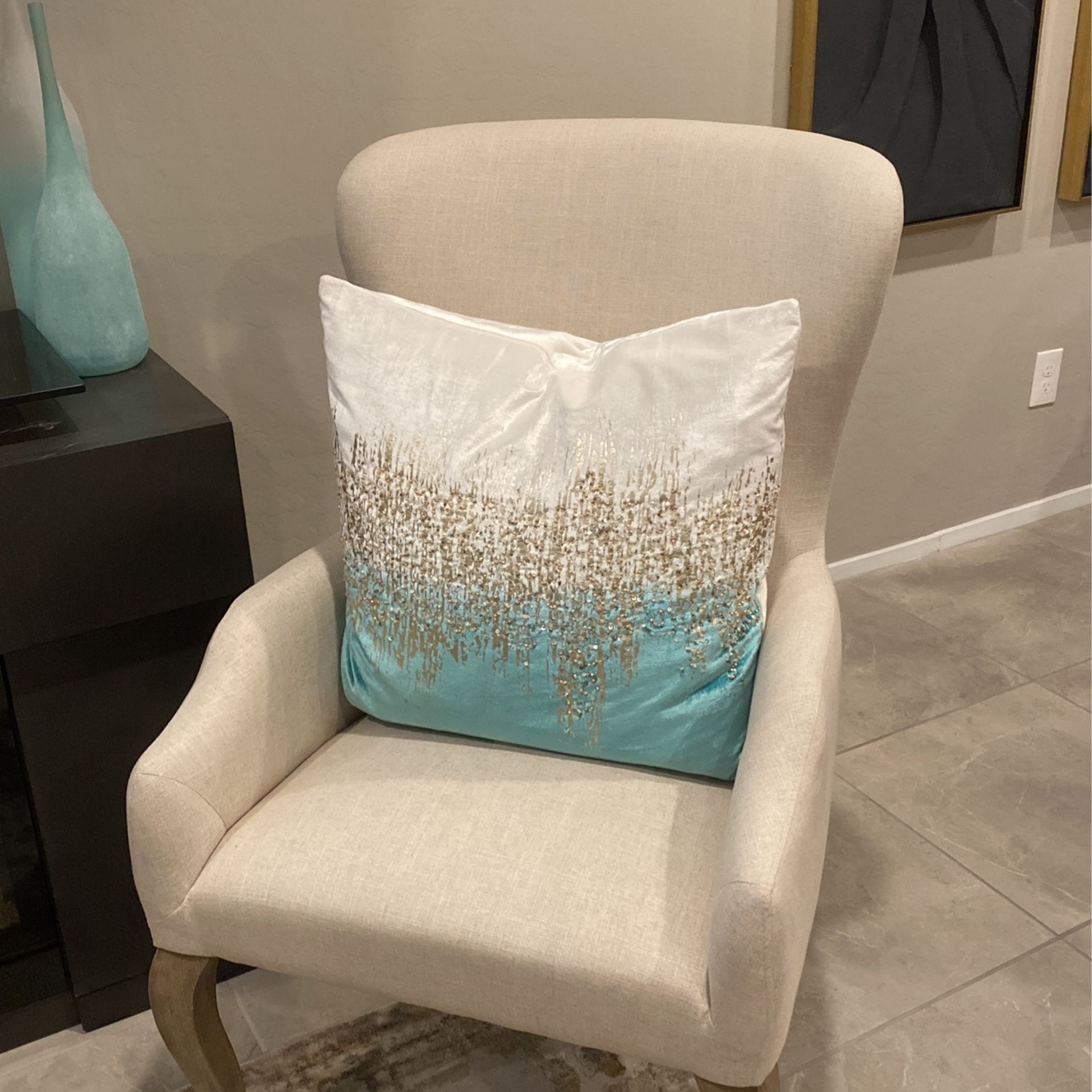 Expensive Cream/white chair with wooden legs- Home Or Office