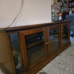 WOOD AND SLATE TV CABINET,  MATCHING COFFEE TABLE 