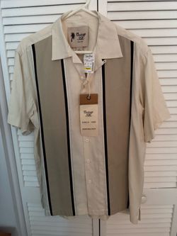 NWT Vintage Silk $98 washable silk mens retro collared shirt, Large