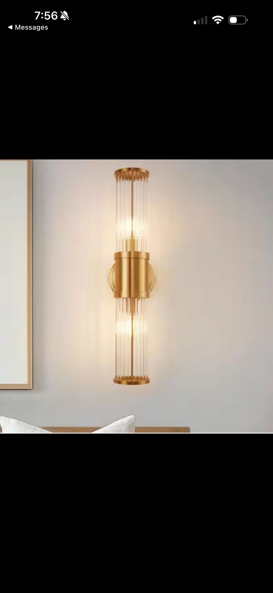 Briignite 3 in. Crystal 2-Light Modern Brass Vanity Light Wall Sconce