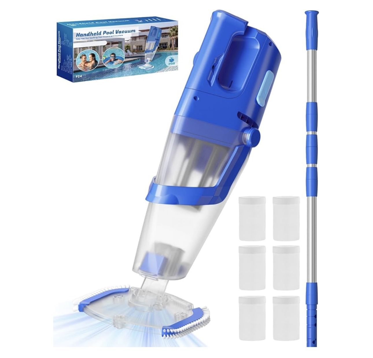 Cordless Handheld Pool Vacuum Cleaner with Telescopic Pole