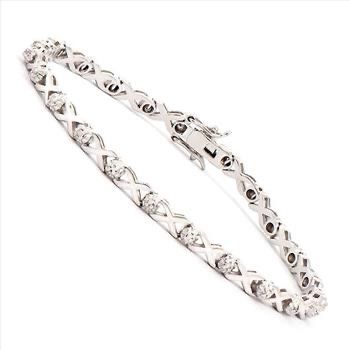 0.20 Ctw Natural Diamonds Rhodium Plated Designer Bracelet