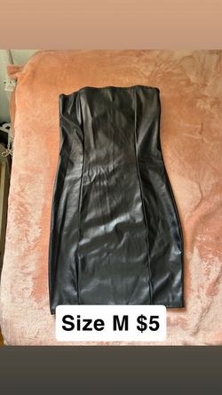 Black Faux Leather Strapless Mini Dress Size M