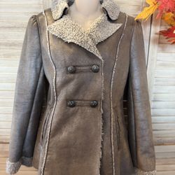 Women's Coat Tan Shearling Lined Size Small