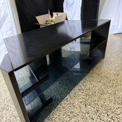 TV Stand - Black With Glass Shelves 17x46