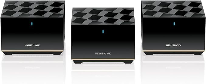 NETGEAR Nighthawk Tri-Band Whole Home Mesh WiFi 6E System (MK93S) – Router + 2 Satellite Extenders - 5.7Gbps Speed - Coverage up to 7,500 sq. ft., 100