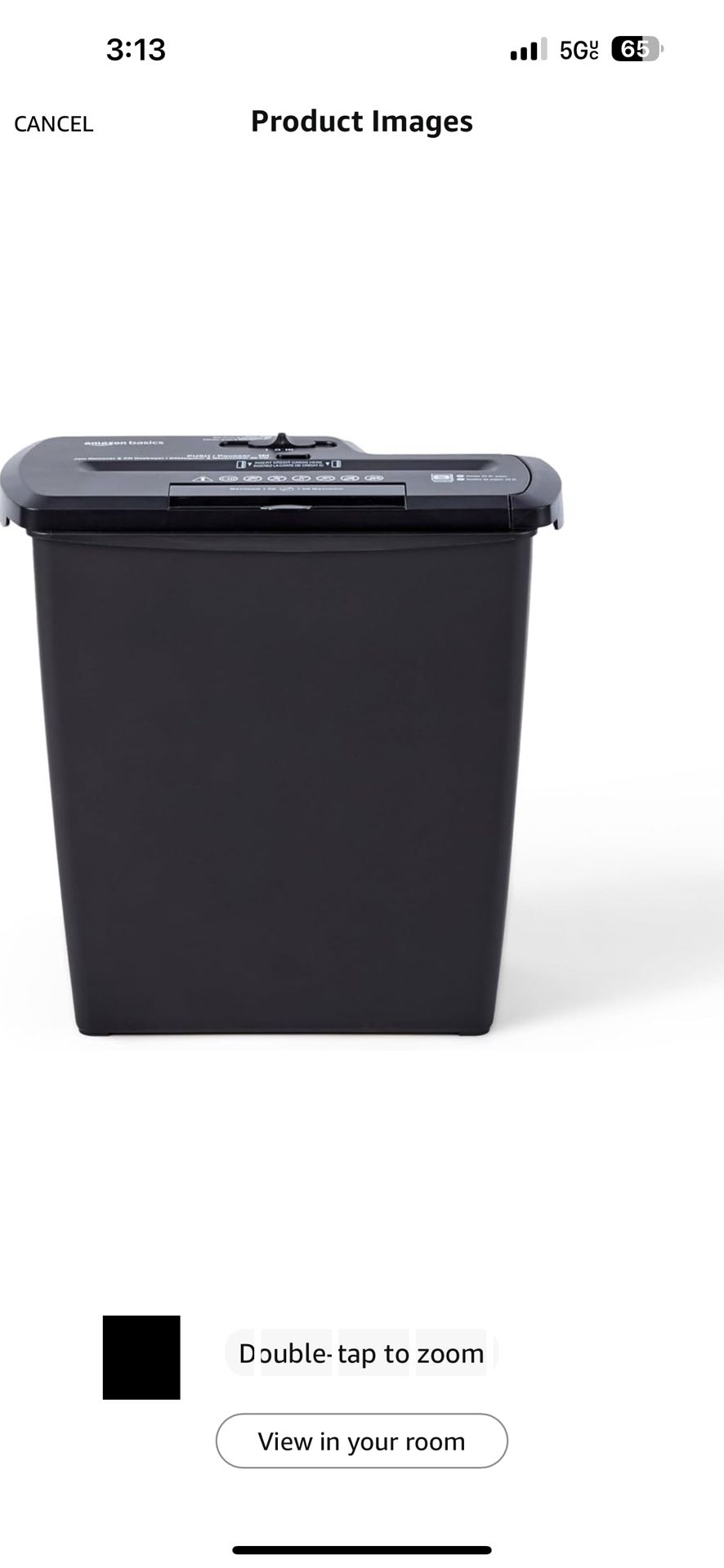 Amazon Basics Paper Shredder for Home and Office, 8-Sheet Strip Cut, CD/ Credit Card Shredder, 3.4 Gallon Wastebasket , Black 