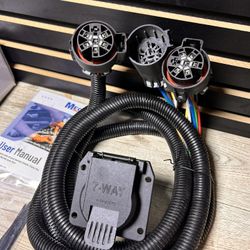 MECMO Truck Bed 7-Pin Trailer Wiring Harness Extension 7ft for Chevy Silverado, for Ford F150 F250 F350, GMC Sierra, GM, Ram 1 3500, Nissan Ti