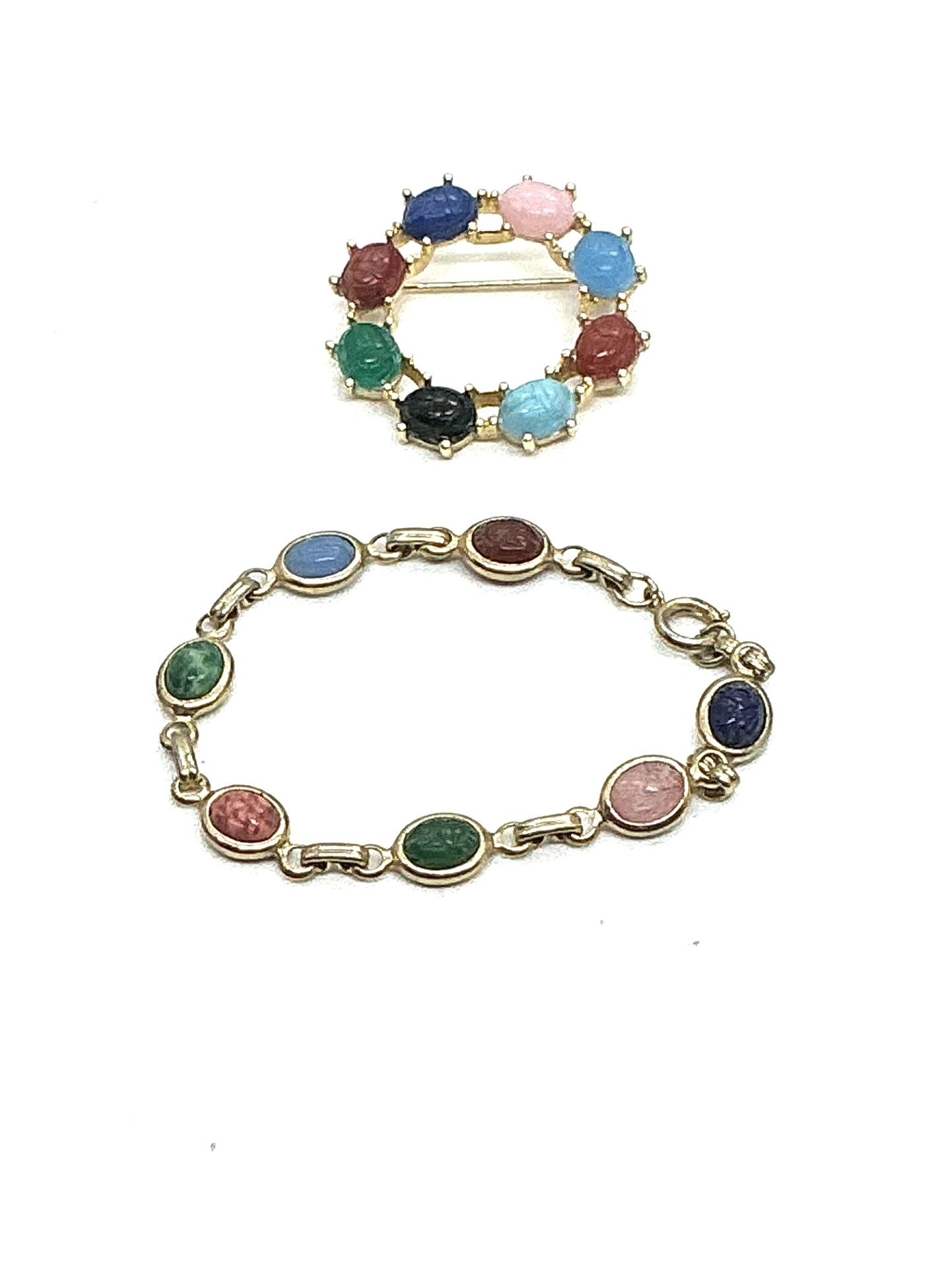 Vintage Scarab, Egyptian Revival Bracelet And Brooch 1817