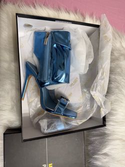 Blue open toe heels  size 5.5