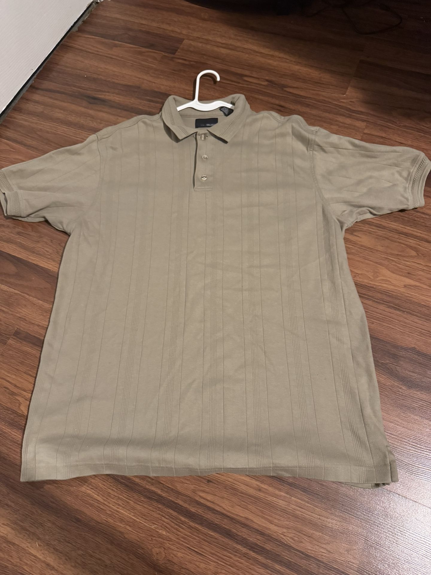 Bill Blass Mens Large Vintage Beige Short Sleeve Polo Shirt