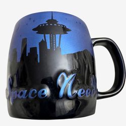 Americaware Seattle Space Needle Coffee Mug 22 oz Metallic Blue Black Skyline