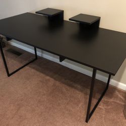 IKEA Large Desk With Monitor Risers