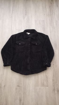 Jessica Simpson Women’s Large Sherpa Button-Up Shirt Jacket, Plush Teddy Style