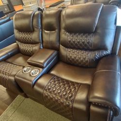REAL GENUINE LEATHER AUTOMATIC RECLINING SOFA SET