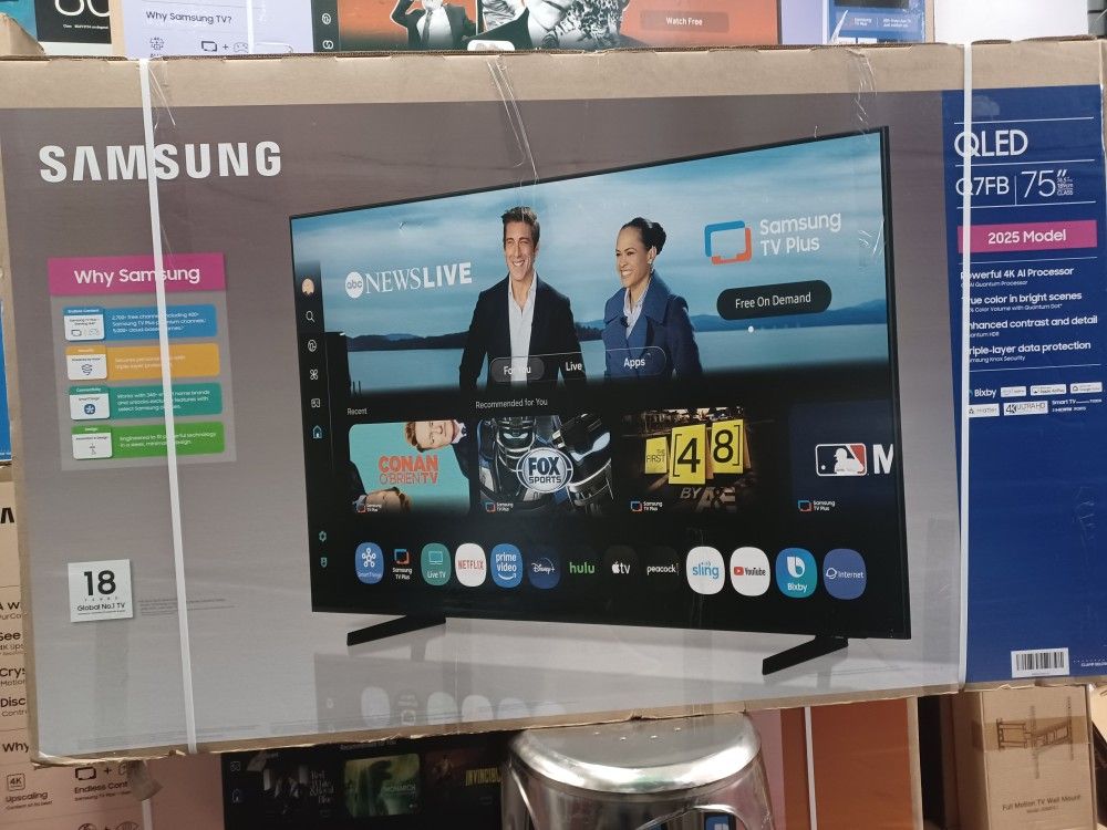Best Deals. 75" Screen QLED By Samsung Smart 4k. 2025 Model. Original Box SEALED