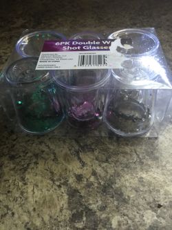 Six glitter filled shot glasses New