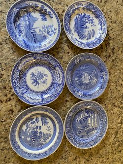 Spode blue room collection plate set (6)