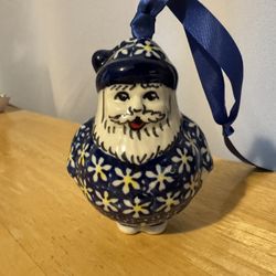 Polish Pottery Santa Ornament