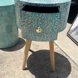 Turquoise End Table And Stand