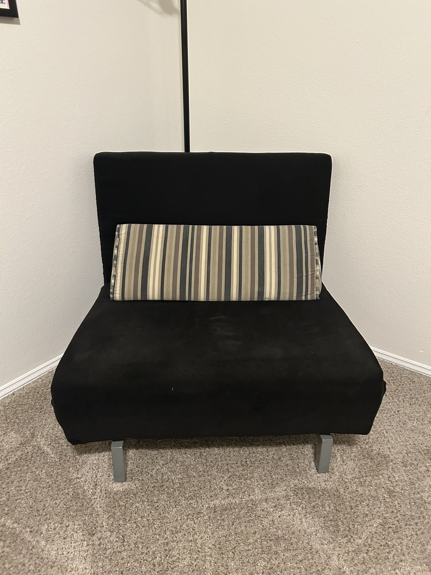 Black Swiveling Chair/Twin Bed 