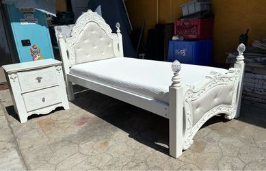 twin bed + night stand