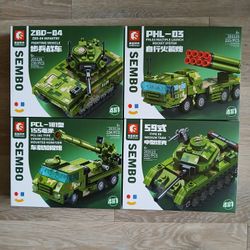 4 NEW Military Solider Tank Army Building Blocks Bricks Build Up LEGO Set