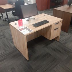 Small Desk w/ Locking 2 Drawer Cabinet 