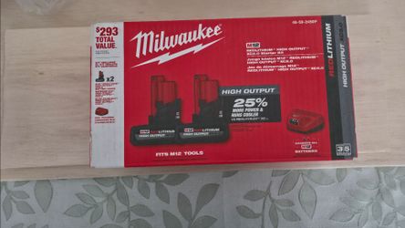 Milwaukee M12 5.0Ah High Output Batteries + Charger – New