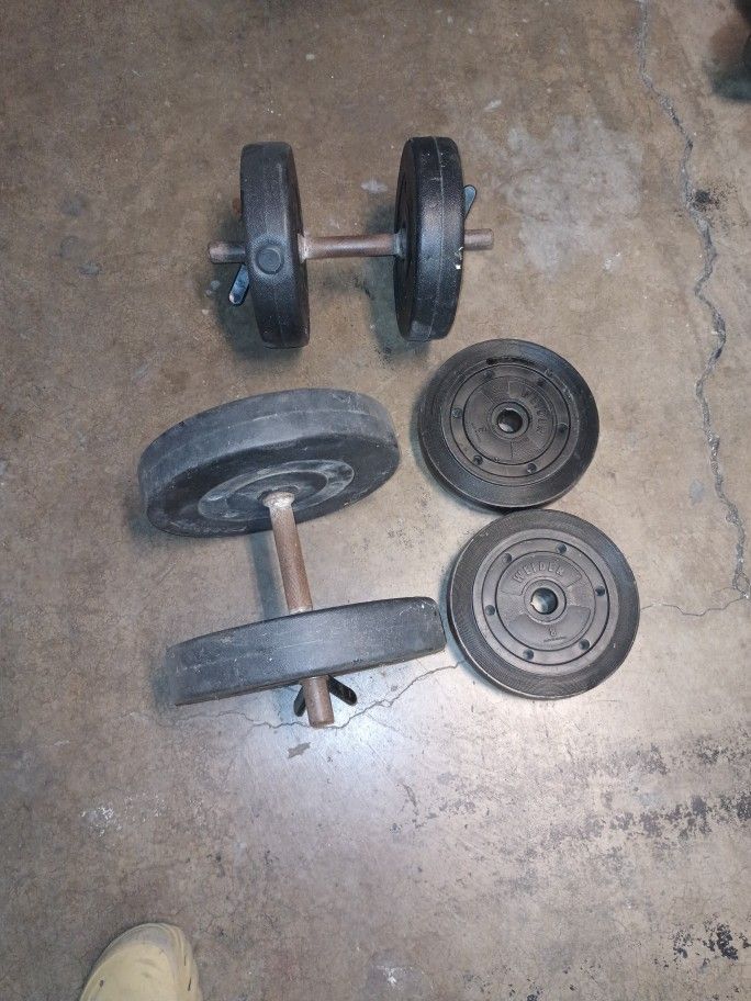 Two Dumbbells  66lbs  4 Clamps