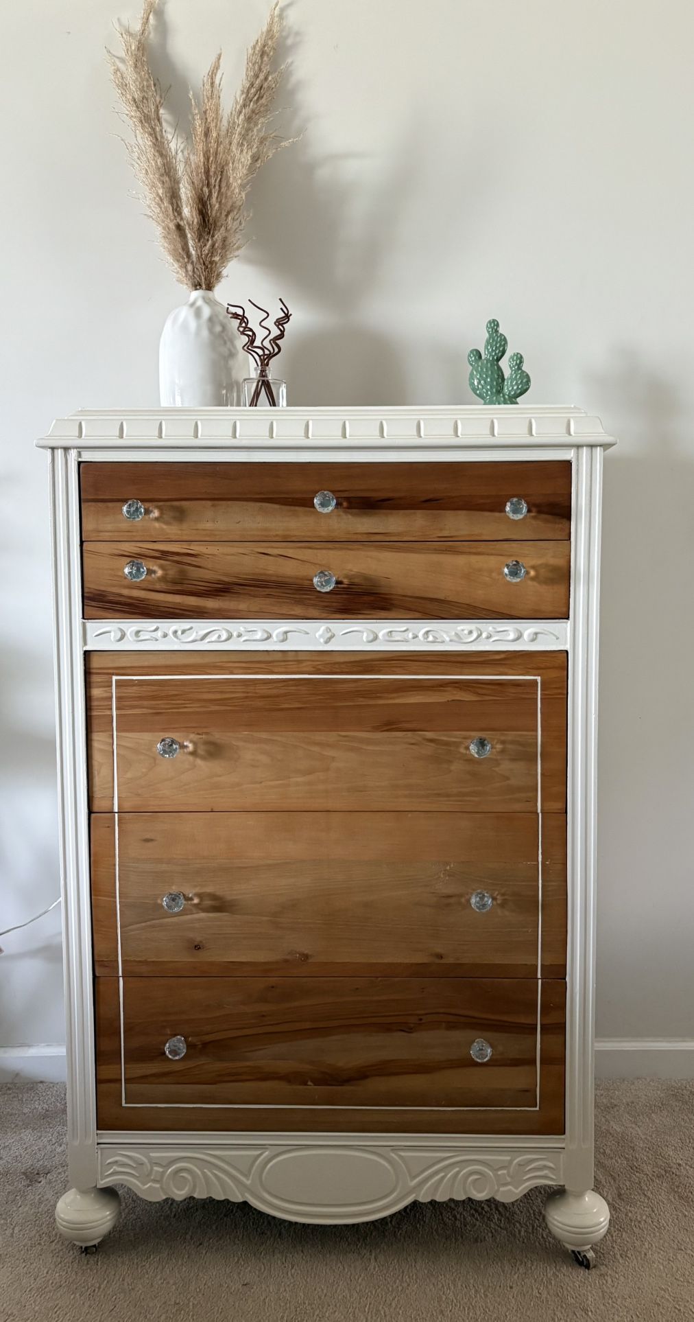 Antique Dresser - Wood Dresser - 5 Drawer Dresser - White Dresser