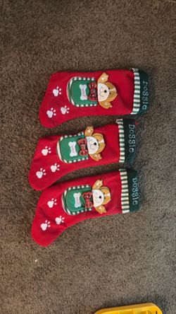 Dog Christmas stockings with outside pocket all three for $5