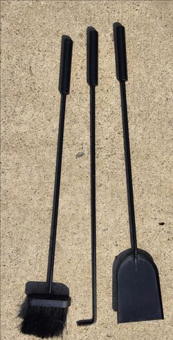 Fireplace Firepit Metal Poker Shovel Broom