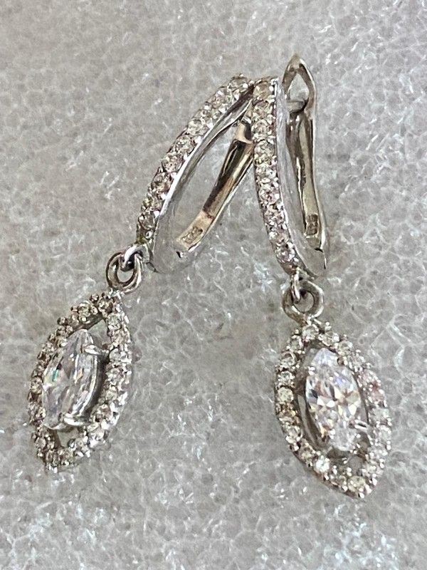 Aretes Plata 925 Cifrada Piedra Zircon Joyería Antigua 