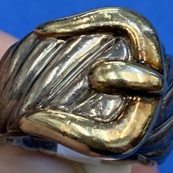 David Yurman Size 5.5 Buckle Ring Silver/14K Gold