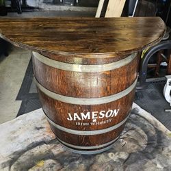 Barrel Table That Says JAMESON On It